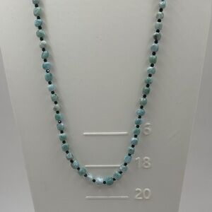 Jay King Mine Finds Larimar & Black Spinel Beaded Necklace Sterling Clasp